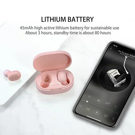 Écouteurs Bluetooth TWS sans fil avec microphone et réduction de bruit, compatibles avec les smartphones (modèle A6S).