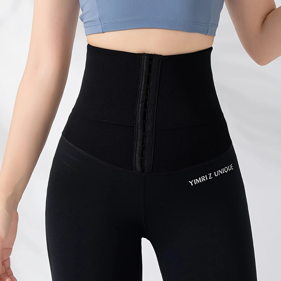 Leggings de yoga stretch taille haute pour femme, effet ventre plat, fermeture à boutons, rehausse-fesses, pantalon de yoga.