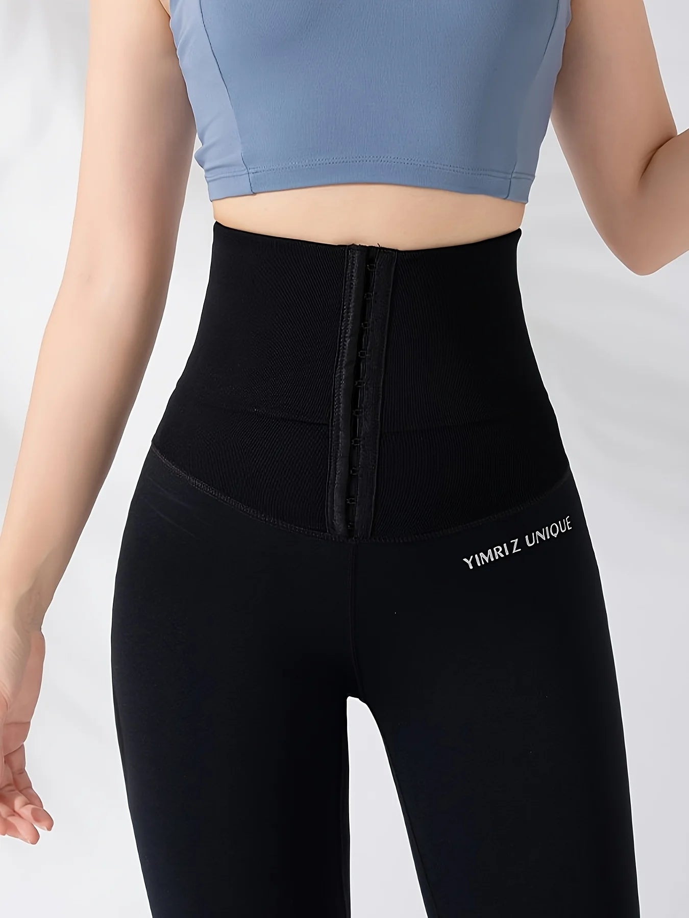 Leggings de yoga stretch taille haute pour femme, effet ventre plat, fermeture à boutons, rehausse-fesses, pantalon de yoga.
