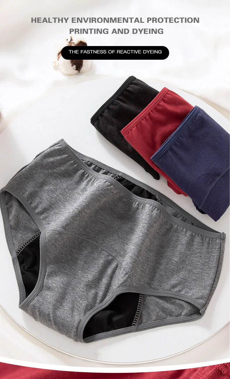 Lot de 3 culottes menstruelles pour femmes, anti-fuites, en coton, absorbantes, physiologiques, pour les règles.