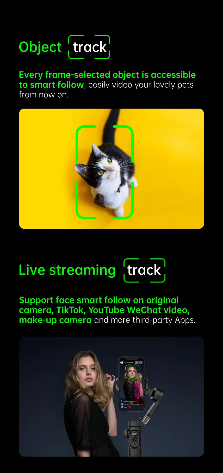 Stabilisateur à cardan 3 axes pour smartphone, pliable, portable, pour l'enregistrement vidéo, les vlogs et les appareils Android. Stabilisateur anti-tremblement PTZ pour iPhone et Android.