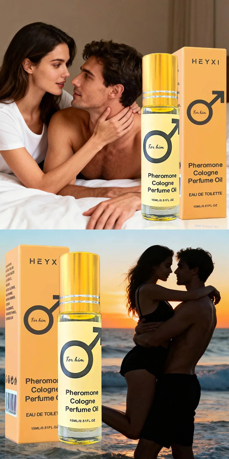 Huile de parfum aux phéromones, fragrance longue durée pour hommes et femmes, format voyage, pour une ambiance romantique.
