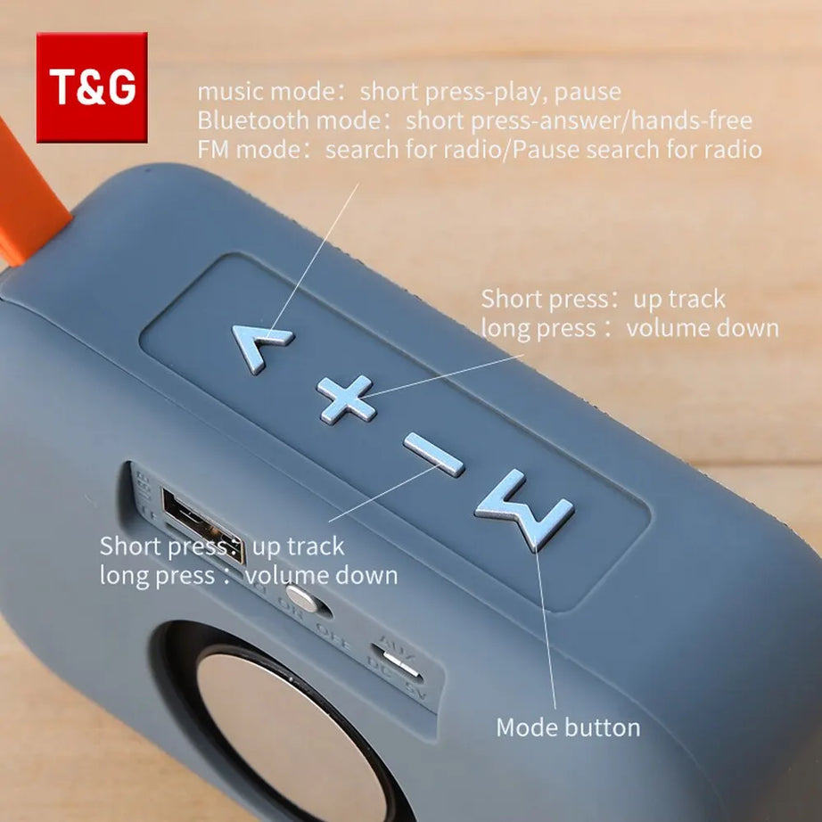 Barre de son portable mini sans fil TG506 Bluetooth 5.0 pour intérieur et extérieur, haute fidélité, compatible carte TF, radio FM, étanche