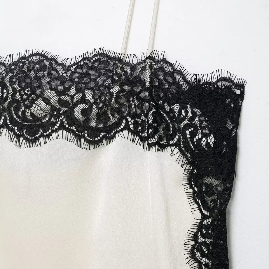 Chemisier à bretelles en satin doux et dentelle sexy Zevity 2026 pour femme, style décontracté, idéal pour les soirées et les clubs (LS9477)