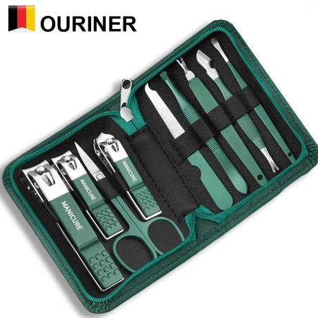 Kit de manucure et pédicure professionnel 6/9 pièces en acier inoxydable avec coupe-ongles et étui de voyage.