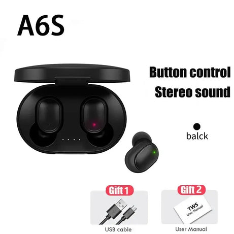 Écouteurs intra-auriculaires Bluetooth sans fil TWS A6S avec réduction de bruit et micro pour Huawei, Xiaomi et Redmi