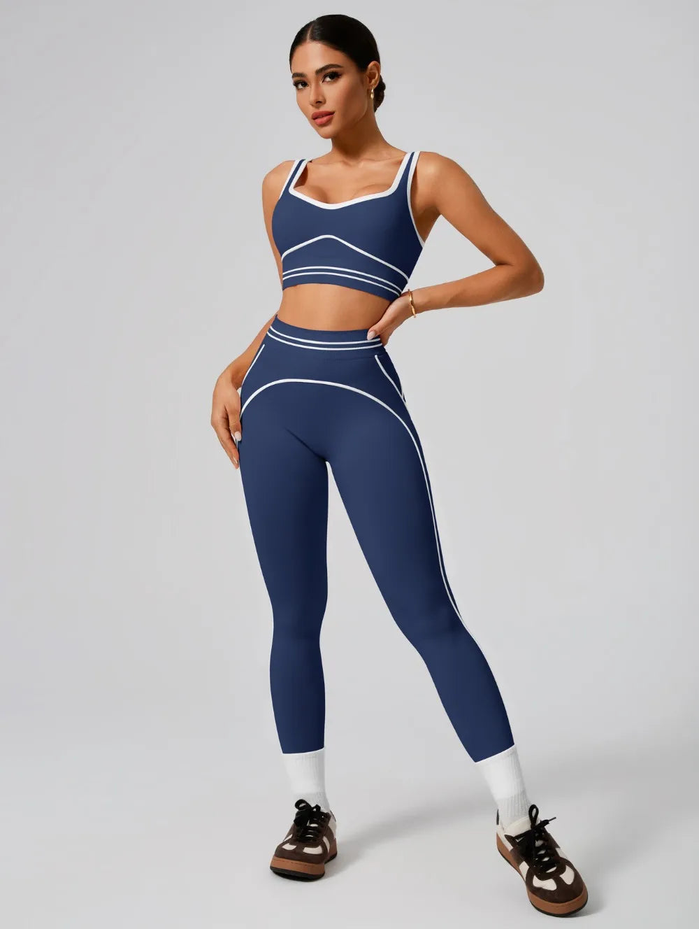 Ensemble de yoga sans coutures pour femme - Soutien-gorge de sport et legging taille haute, tenue de sport idéale pour la salle de sport, le fitness et les exercices d'étirement.