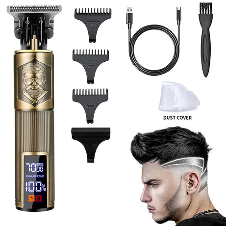 Tondeuse à cheveux professionnelle, machine de coupe de cheveux de barbier rechargeable, tondeuse en métal pour hommes