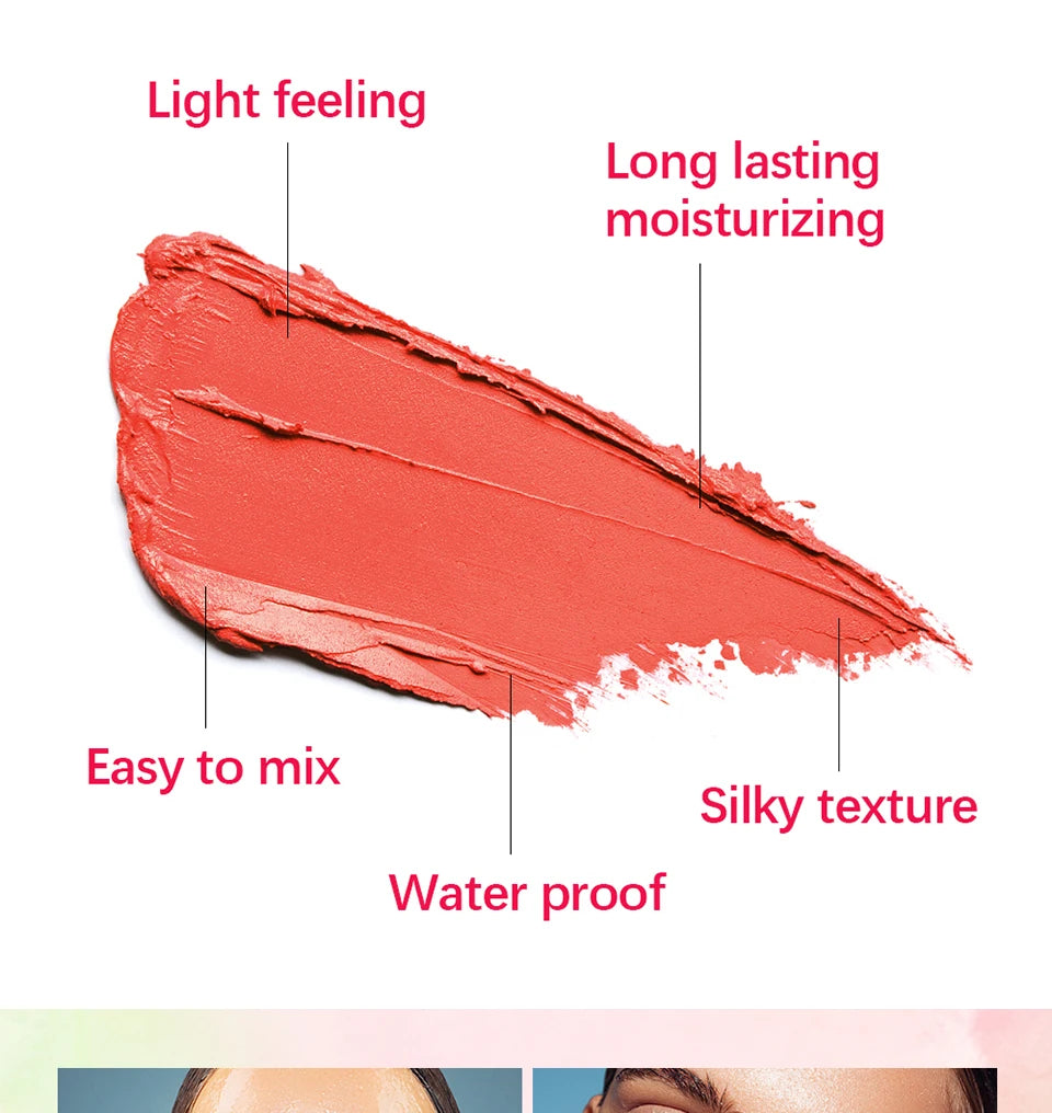 Blush Stick Fonctionnel Maquillage Facile à Colorer Rouge Crème Blush Waterproof Haute Rendu de Couleur Éclat du Teint
