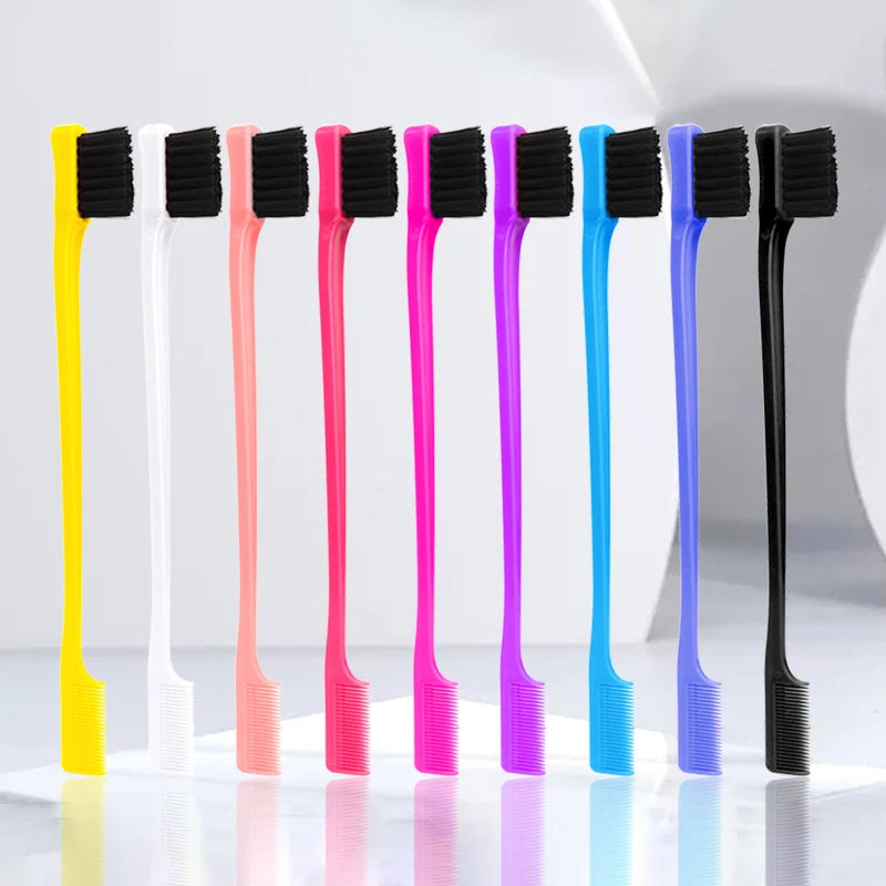 Brosse à cheveux antistatique 2 en 1 avec peigne intégré, idéale pour les perruques en cheveux naturels.