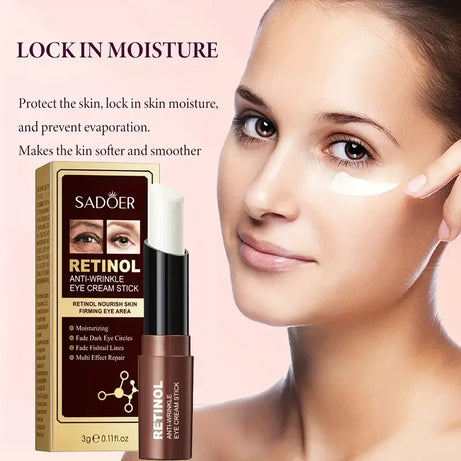 Crema de contorno de ojos con retinol en barra para eliminar ojeras, hidratar, reafirmar e iluminar la piel del contorno de ojos.