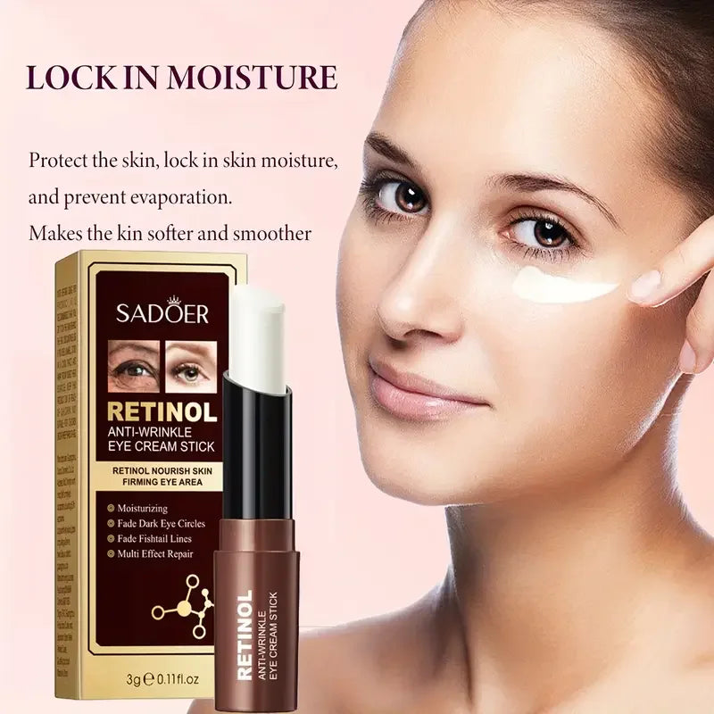 Crema de contorno de ojos con retinol en barra para eliminar ojeras, hidratar, reafirmar e iluminar la piel del contorno de ojos.