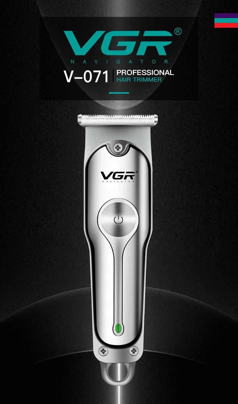Tondeuse à cheveux professionnelle VGR 071, rechargeable, sans fil, portable, avec lame en T, pour hommes
