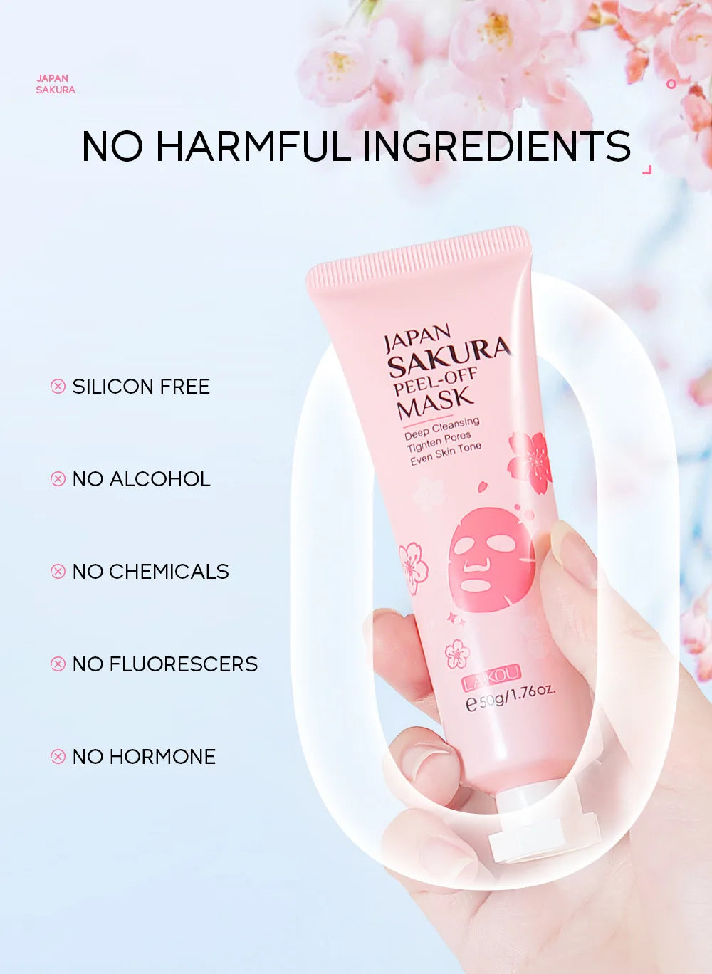 Masque visage exfoliant à l'or 24 carats LAIKOU Sakura : anti-rides, blanchissant, éliminateur de points noirs, masque à déchirer, produits de soin de la peau