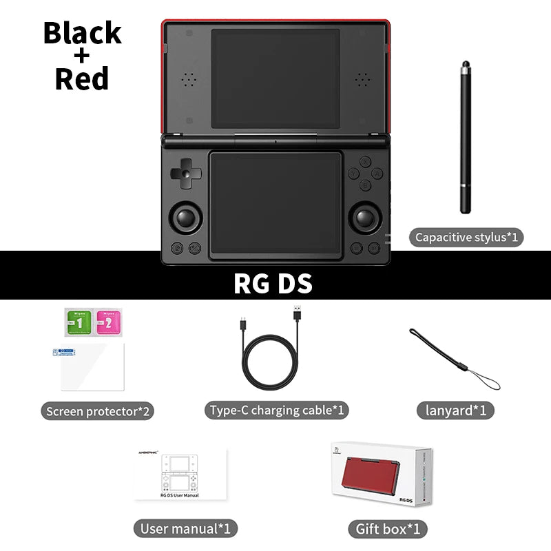 Console de jeux portable Anbernic RG DS, double écran IPS 4 pouces, Android, batterie 4000 mAh, lecteur de jeux vidéo à clapet, compatible avec le streaming Wi-Fi RixelHK