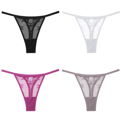 Lot de 4 culottes bikini en dentelle pour femme, strings sexy, tailles S à XL, sous-vêtements confortables dos nageur, lingerie sexy 2022