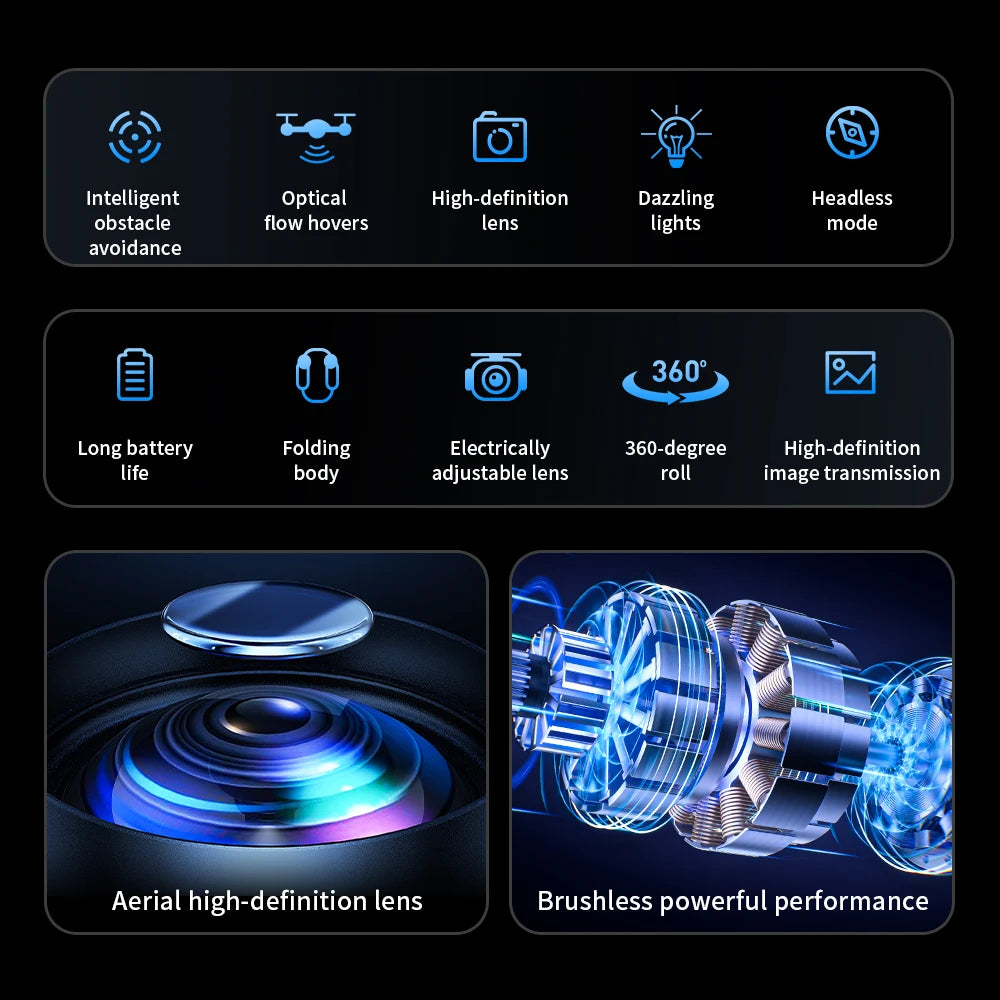 AE19 GPS Drone 4.3" LCD 8K/4K Dual Camera 360° Obstacle Avoidance 3 Battery Options Professional RC Quadcopter for Gifts Travel