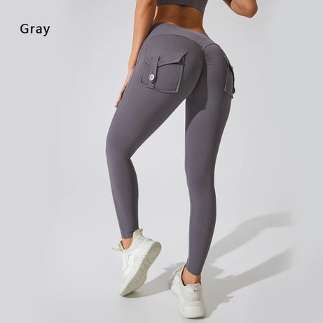 Pantalon de yoga en nylon DIAS FIT JOY, avec poches arrière, effet push-up, respirant et sans coutures apparentes.