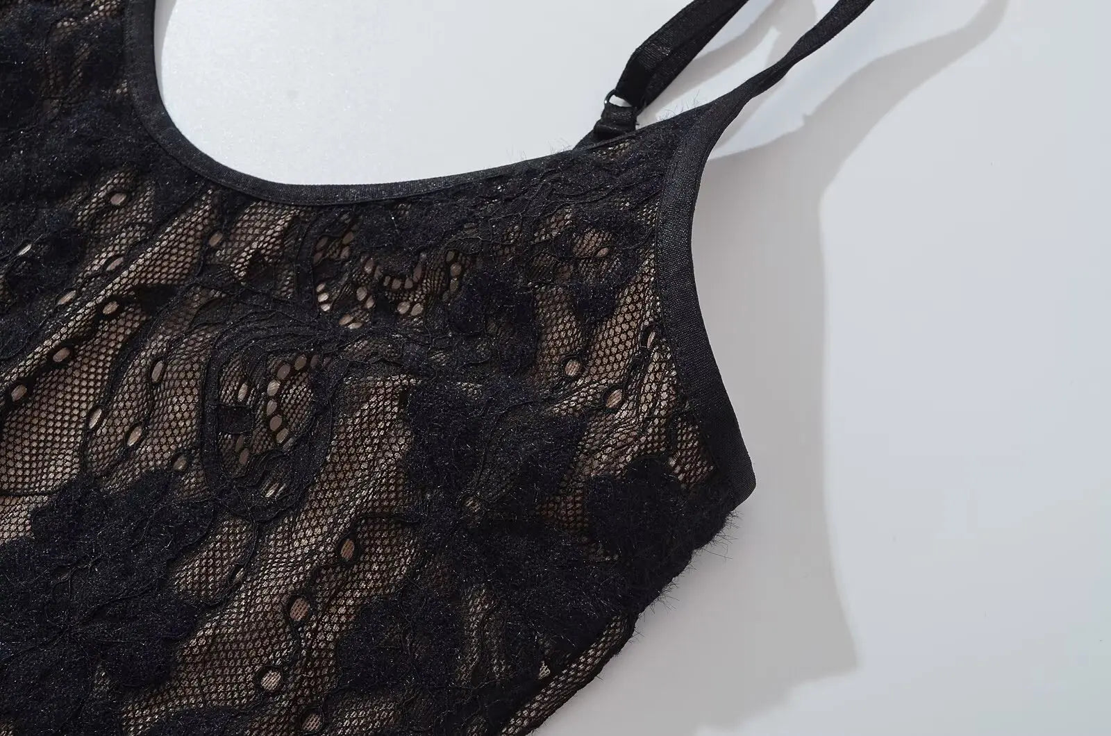 Body sexy transparente de encaje con forro, sin espalda, con tirantes finos, mono corto ajustado para mujer, monos ajustados, enterizos.