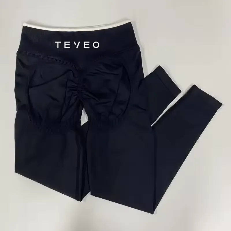 TEVEO Ignite Sculpt Leggings froncés sans coutures pour femme, pantalon de yoga, gainage des hanches, course à pied, sport, salle de gym, gamme Ignite Sculpt