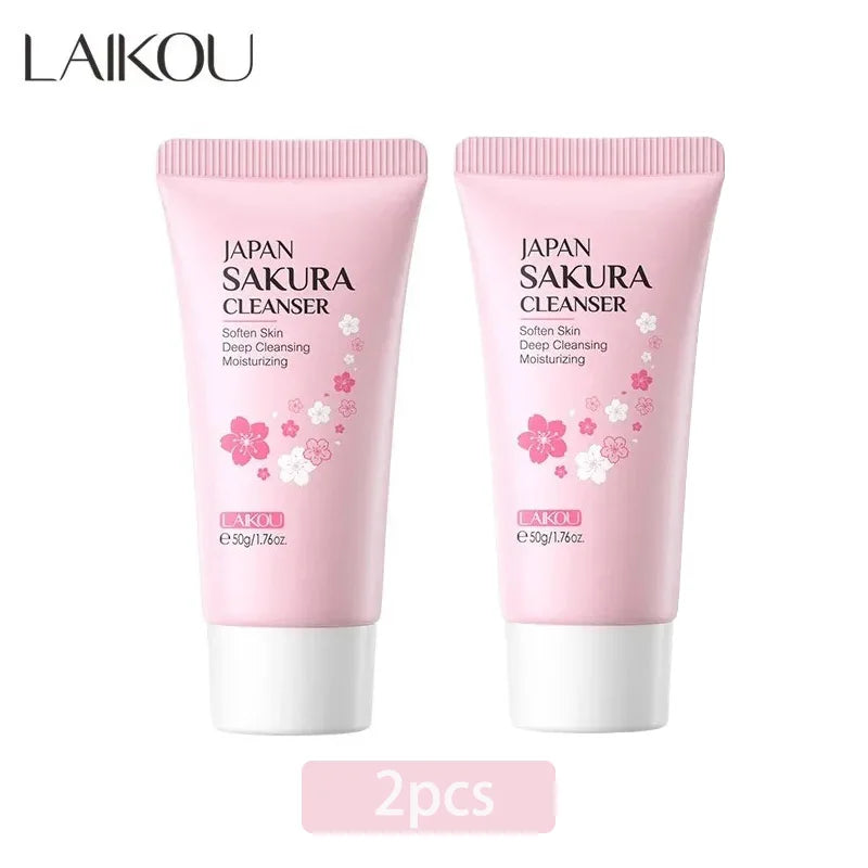 LAIKOU Sakura Nettoyant Doux Nettoyage en Profondeur Contrôle du Sébum Hydratant Resserre les Pores Soin du Visage 50g Nettoyant pour Tous Types de Peau