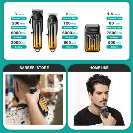 Tondeuse à cheveux électrique combinée VGR 644 avec dégradé, rechargeable, professionnelle, pour homme.