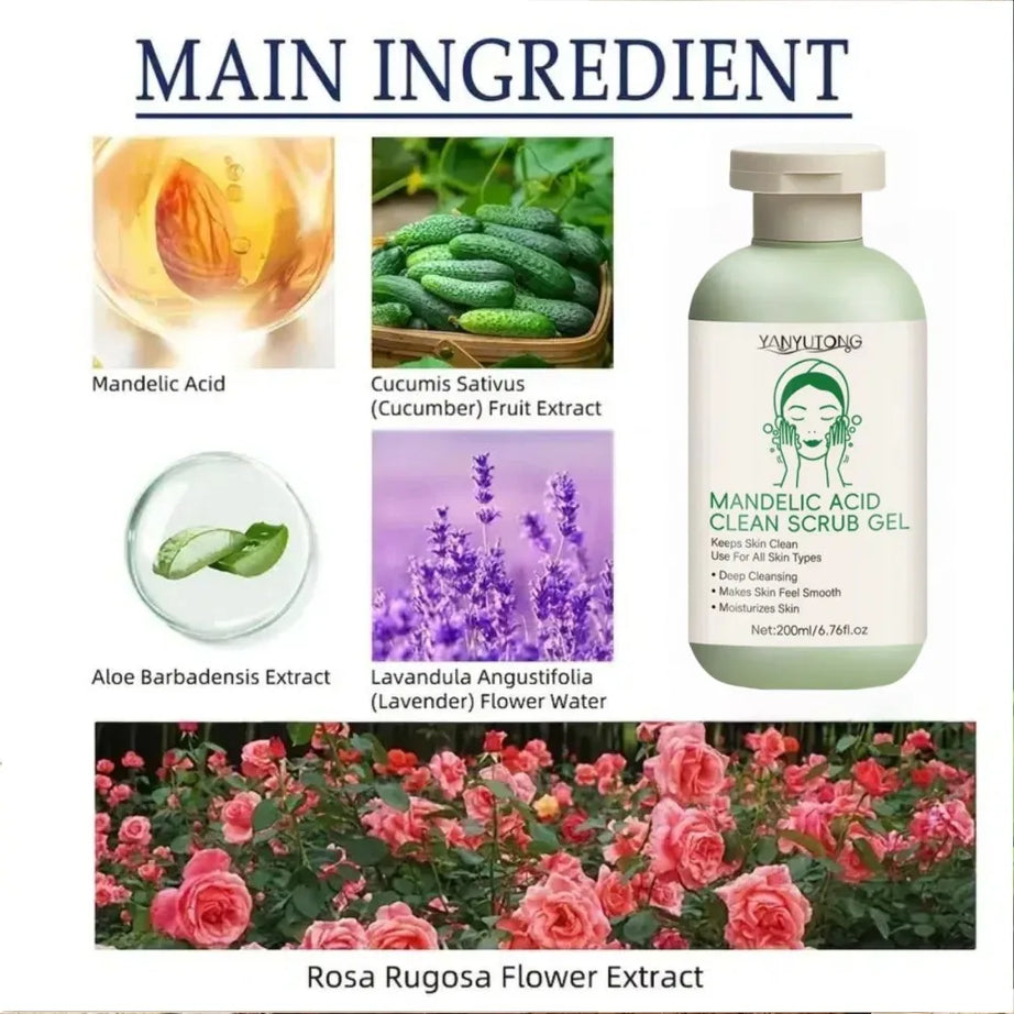 Gel exfoliant visage nettoyant en profondeur, purifiant les pores, soin éclaircissant, hydratant et réparateur, gommage visage