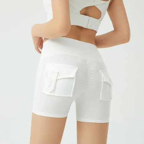 Short de fitness Peach Butt pour femme, pantalon cargo trois-quarts à séchage rapide avec poche, legging de yoga gainant pour l'été