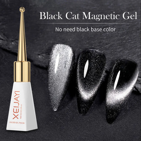 Vernis à ongles gel holographique à paillettes effet miroir blanc porcelaine, effet œil de chat, 10 ml, effet galactique magnétique, à dissoudre sous une lampe UV LED.