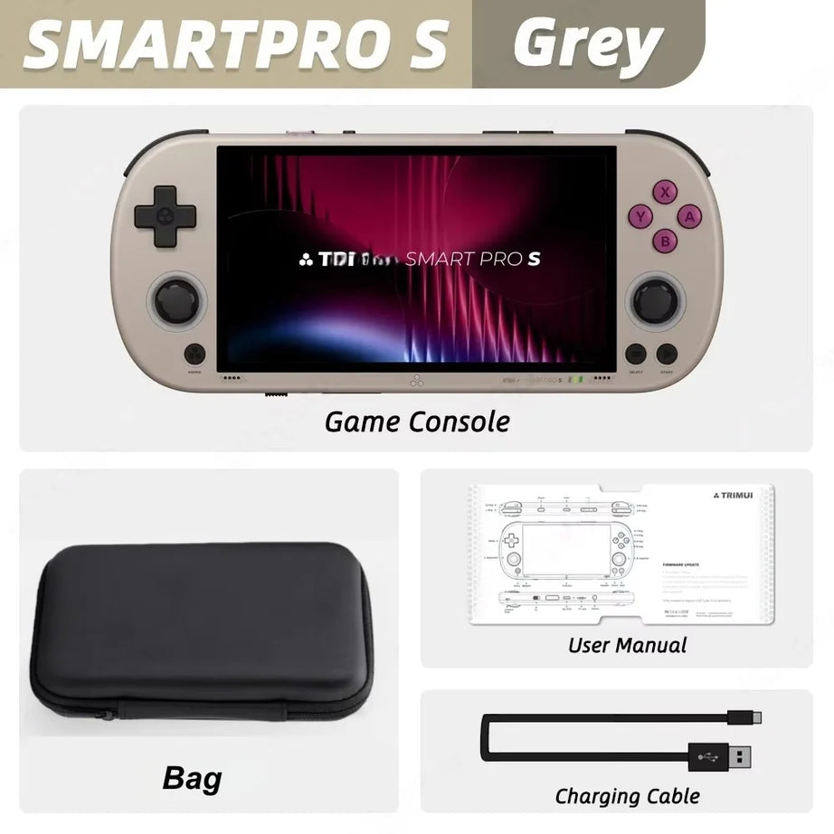 Console de jeu portable Trimui Smart Pro S, écran IPS 4,96 pouces, système Linux, joystick, éclairage RGB, jeu vidéo rétro, cadeau Smartpros