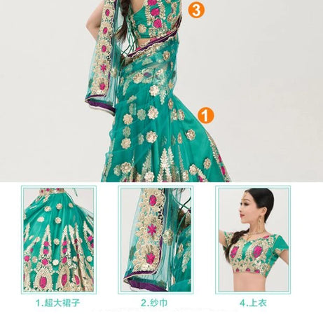 Indian Dance Costume Boutique Embroidery Lenhana Kali Punjab Bollywood Performance Dress Katak Women