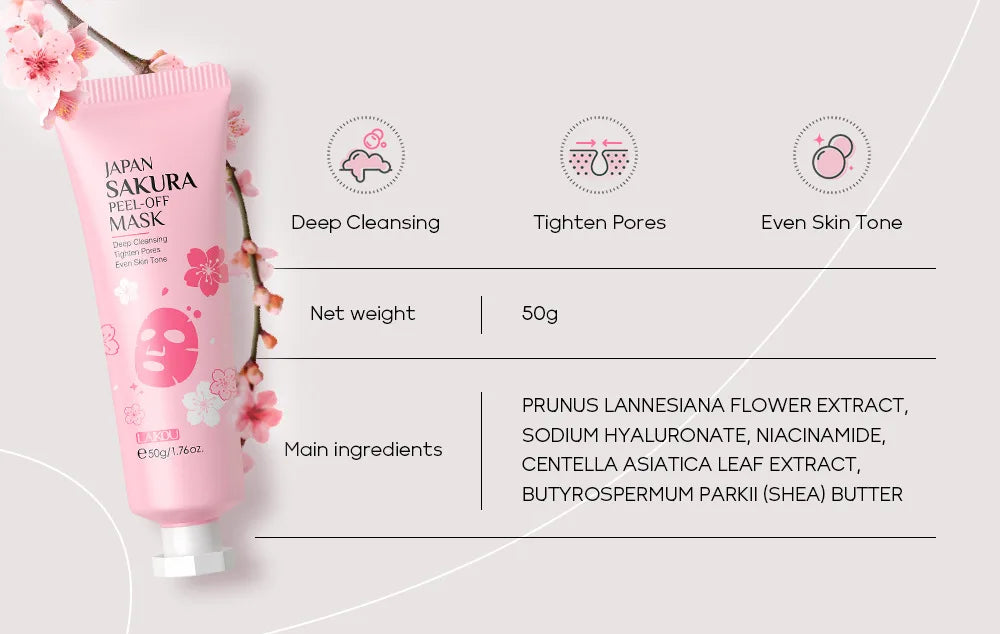 Masque visage exfoliant à l'or 24 carats LAIKOU Sakura : anti-rides, blanchissant, éliminateur de points noirs, masque à déchirer, produits de soin de la peau