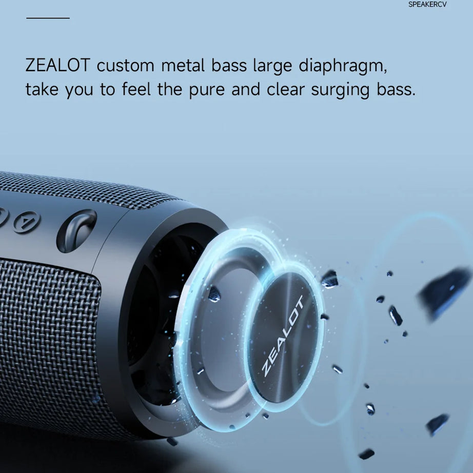 Enceinte Bluetooth haute puissance ZEALOT-S51PRO 40 W, basses stéréo 3D, portable et étanche IPX5, compatible TWS.