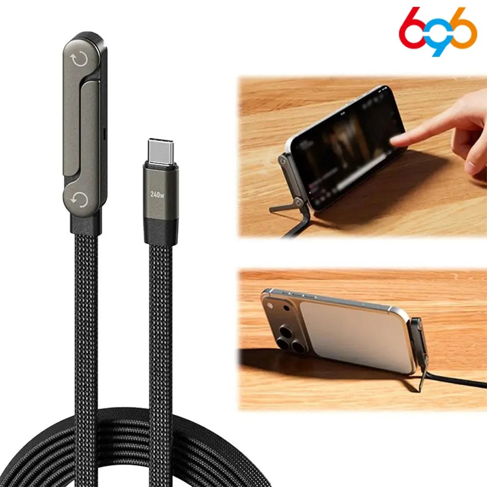 Support de téléphone pliable à charge rapide 240 W avec câble de données et support pliable 2 en 1 pour téléphone et tablette
