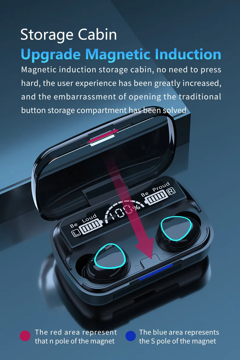 Nouveauté : Écouteurs sans fil M10, son parfait et haute qualité, idéaux pour le sport, les jeux et la musique. Écouteurs Bluetooth avec batterie externe.