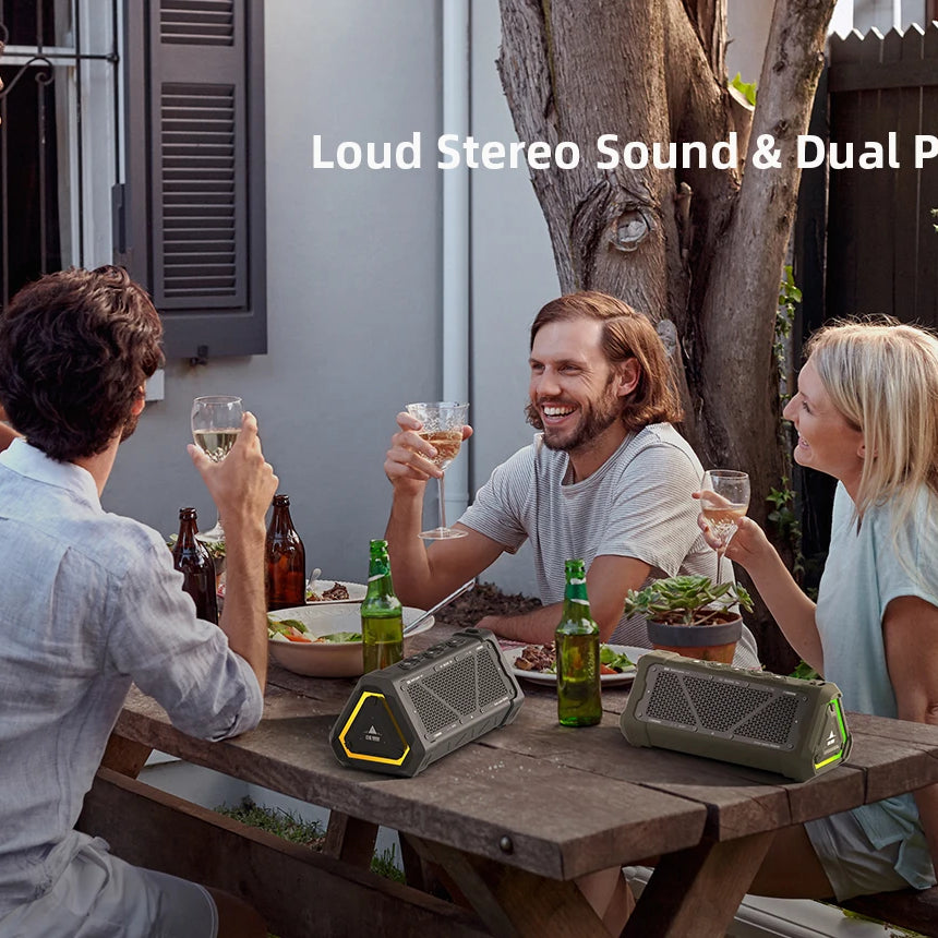MLOVE P3 Outdoor Bluetooth Speaker, 40W Output Power Bluetooth 5.3 Speaker ,Stereo Sound IPX7 Waterproof,Micro SD Card,RGB Light