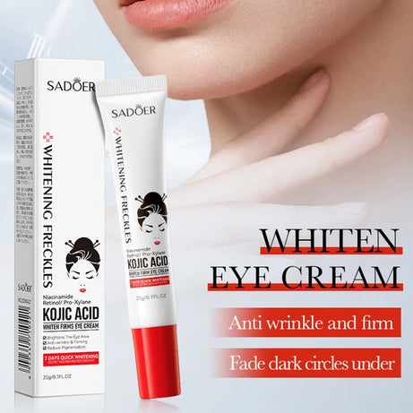 Crème contour des yeux SADOER à l'acide kojique et au rétinol : anti-cernes, atténue les poches, hydrate et raffermit le contour des yeux. Soin du regard.