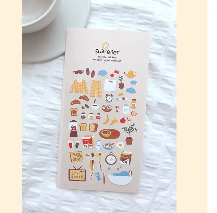 Autocollants Suatelier Foods, scrapbooking esthétique, jolis stickers pour carnets de voyage, décorations coréennes, agendas et fournitures de loisirs créatifs.
