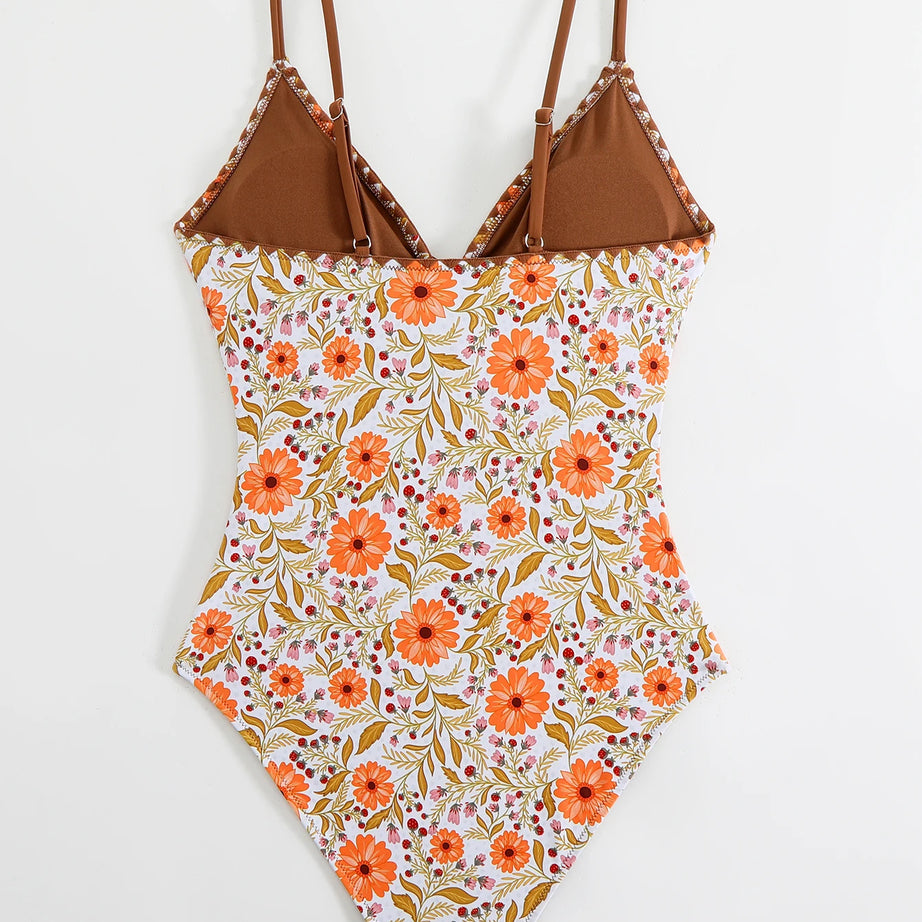 Maillot de bain une pièce imprimé 2026 pour femme, à lacets, body push-up, monokini, tenue de plage d'été