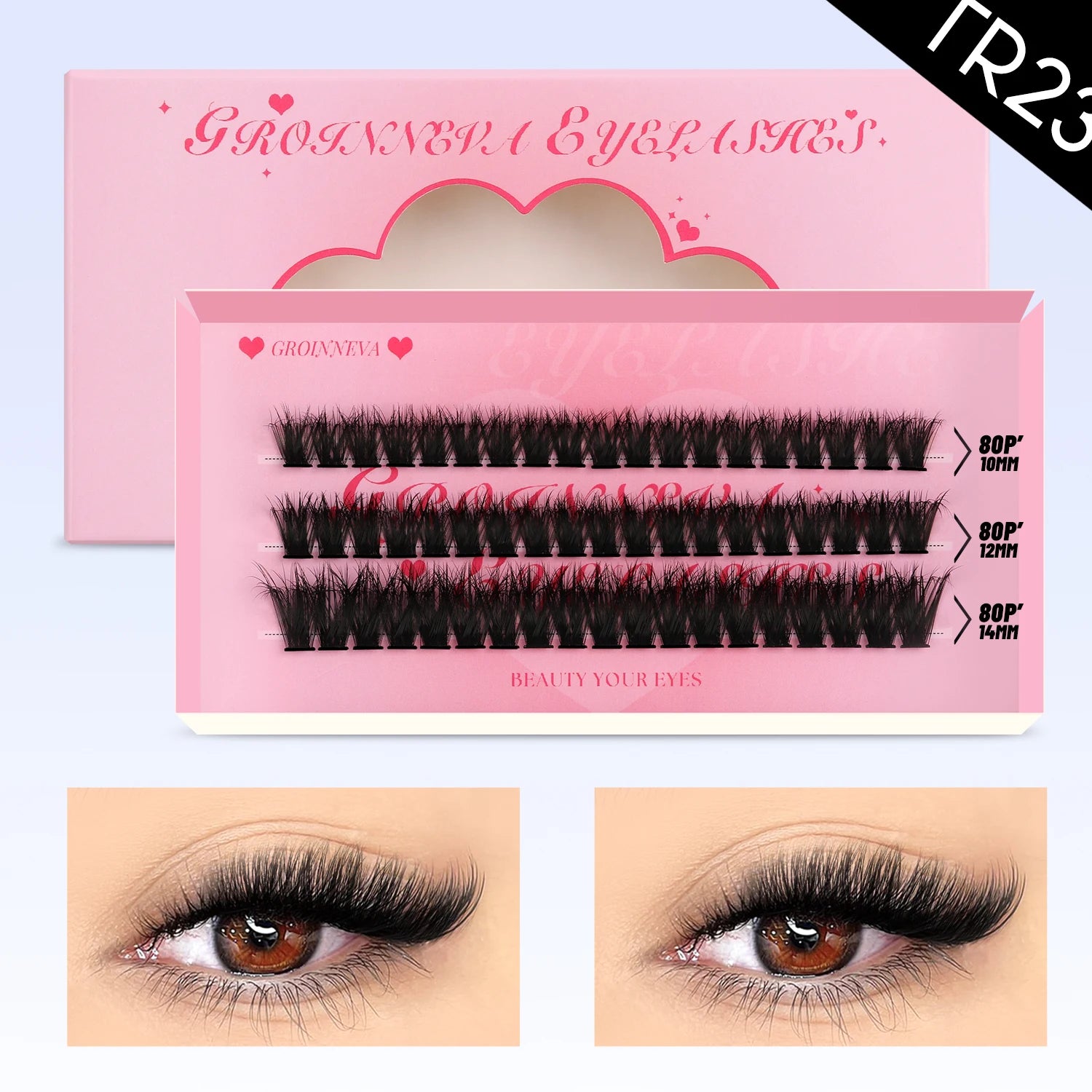 GROINNEYA Lash Clusters Kit DIY Manga Cluster Lashes Set Spikes Lashes Cluster Extension Full Set Individual Eyelashes Makeup