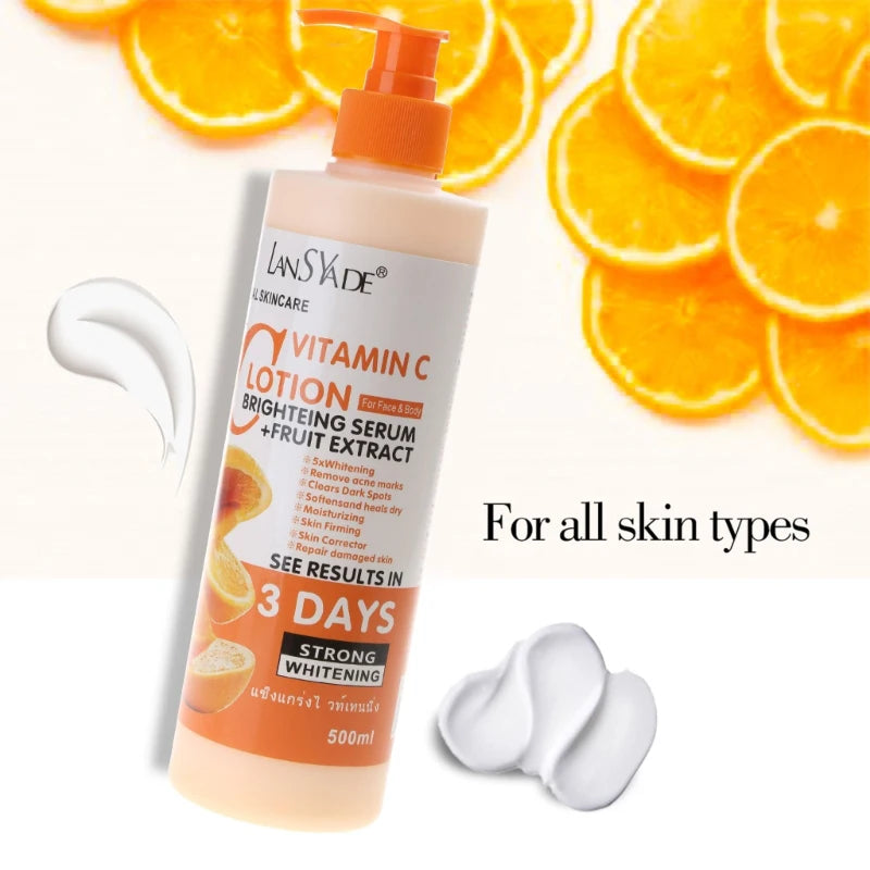 Lotion corporelle à la vitamine C, crème hydratante et nourrissante pour le corps, soin réparateur, anti-gerçures, éclaircissant et nourrissant.