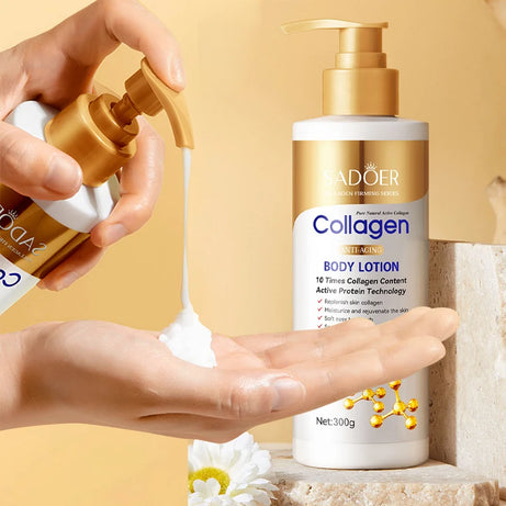 Lotion corporelle au collagène pour raffermir et hydrater la peau - Soin hydratant intense anti-âge pour peaux sèches et relâchées, nourrissante 300 g/pièce