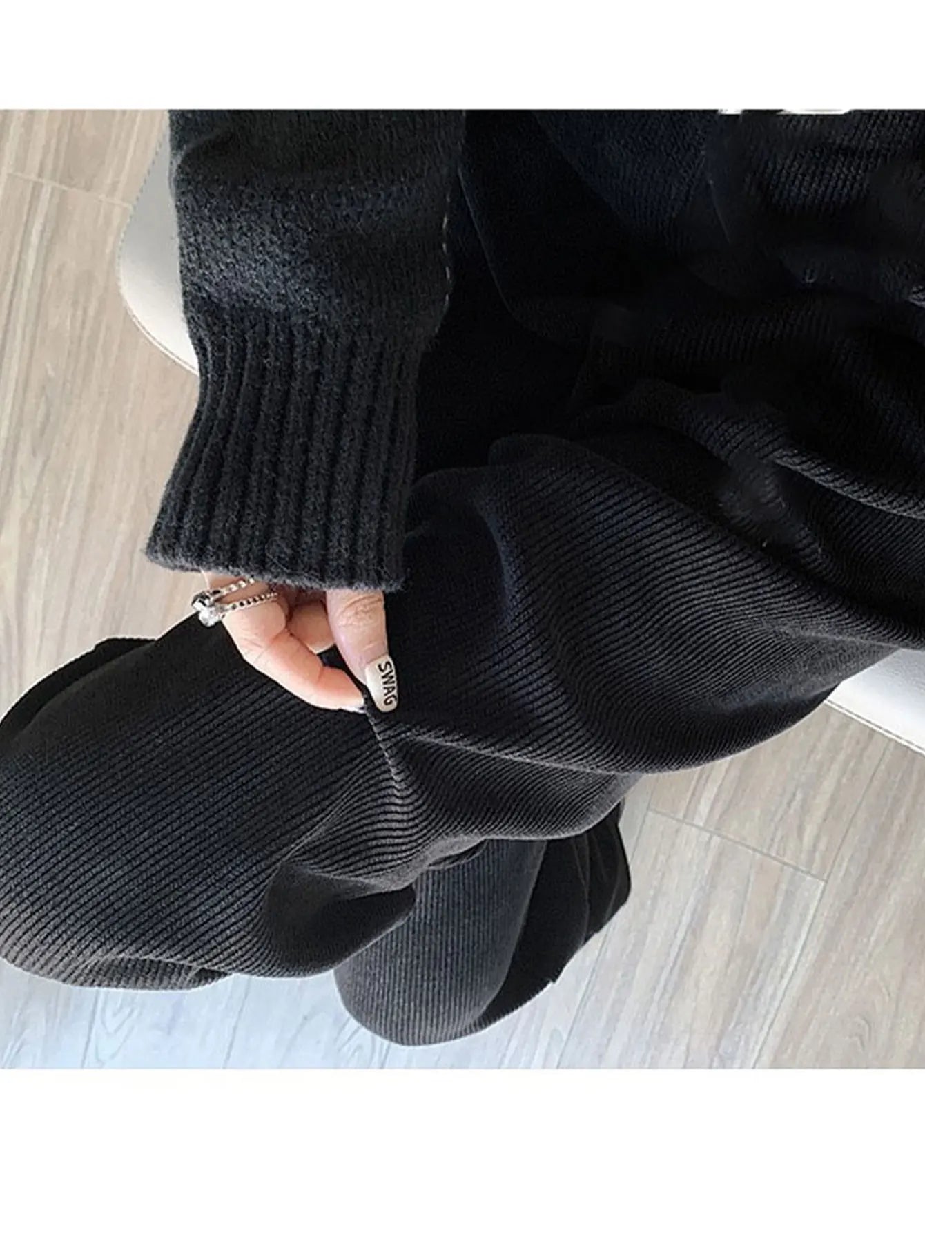 Pantalon polaire femme jambes larges, pantalon long d'hiver taille haute, coupe ample et décontractée