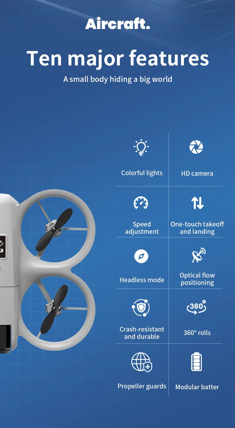 Nouveau mini drone H135 WIFI FPV Hover, caméra 4K professionnelle, lumières colorées, drone RC pliable, quadricoptère, jouet RC, cadeau
