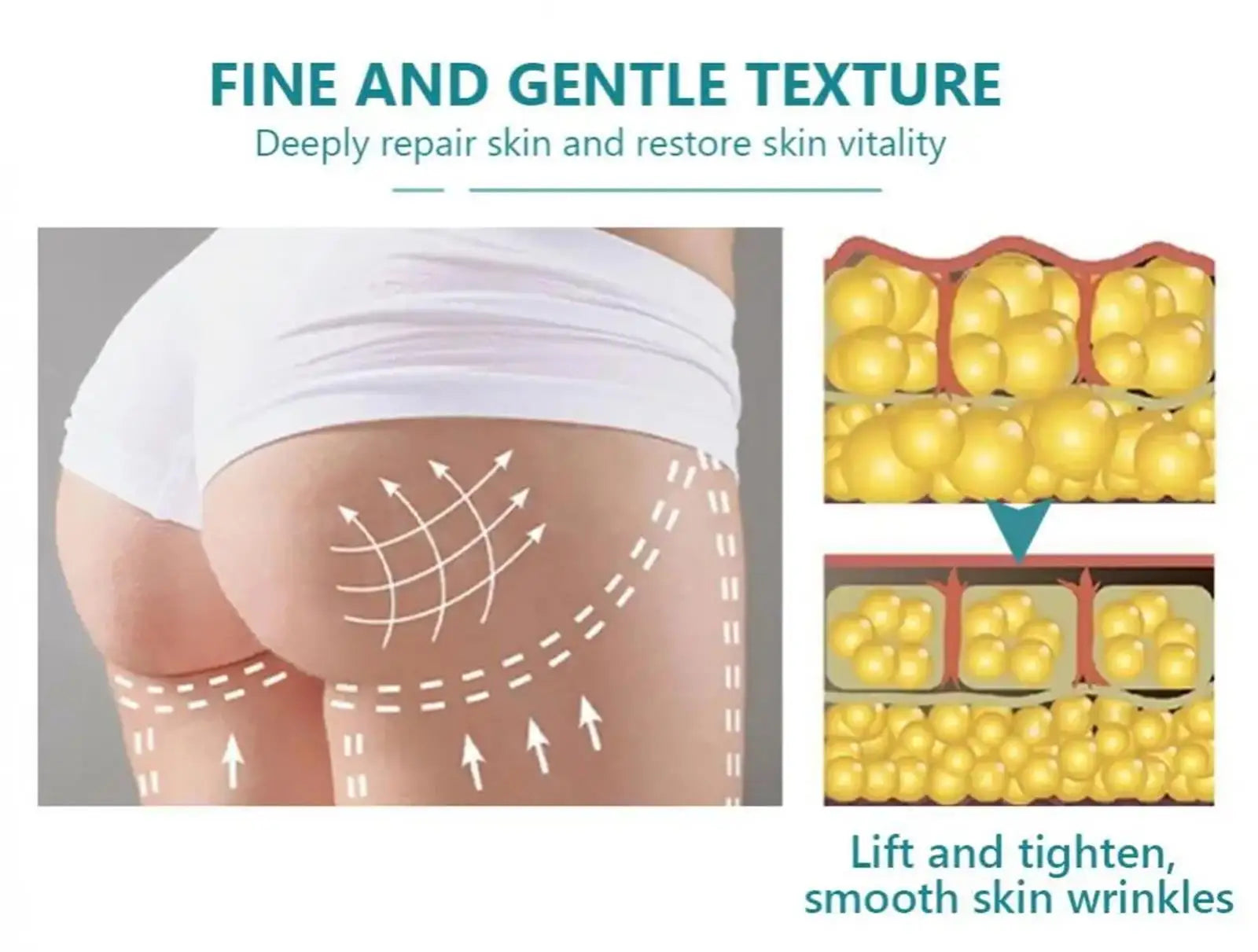 Crème liftante pour les fesses, les hanches et la poitrine, massage pour une croissance plus ferme et repulpante, prévient l'affaissement des seins, pour des fesses plus volumineuses, raffermies et galbées.