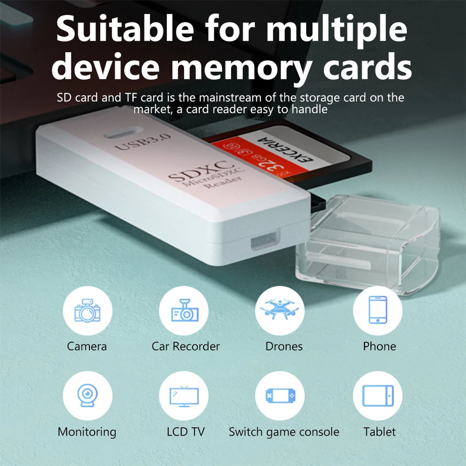 Lecteur de cartes USB 3.0 2 en 1, lecteur de cartes micro TF/SD, adaptateur USB, lecteur de cartes haute vitesse pour cartes mémoire TF, accessoires pour PC et ordinateur portable