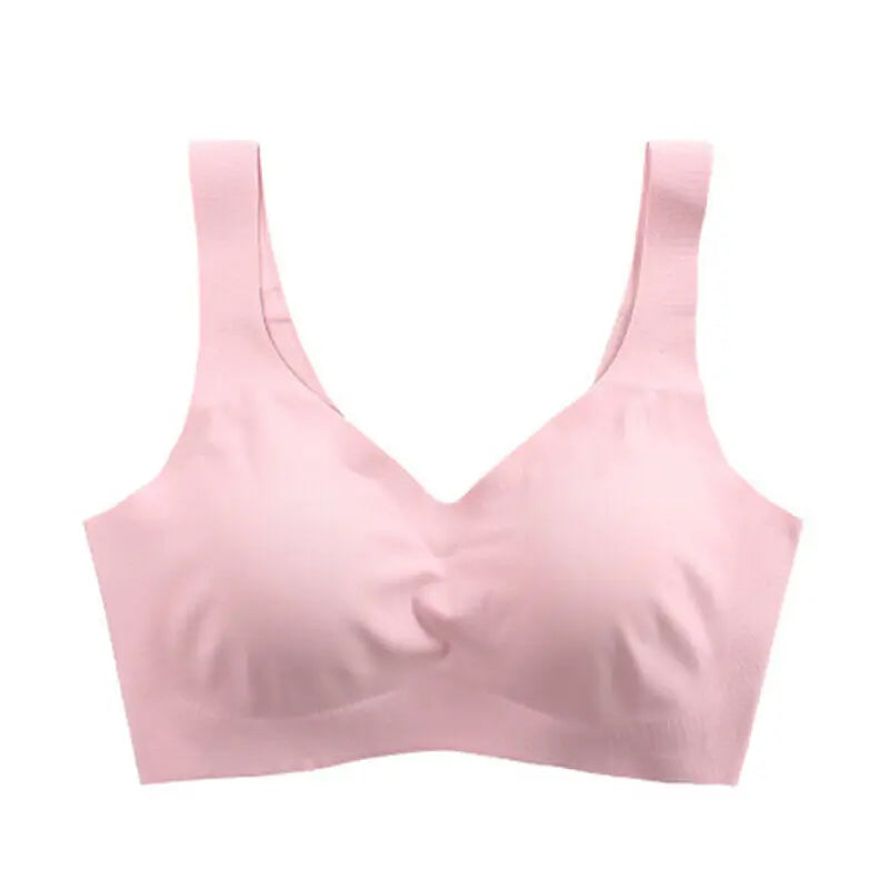 Soutien-gorge sans coutures en soie glacée pour femme (collection 2024), coussinets amovibles, effet push-up, brassière de yoga respirante, sans armatures.