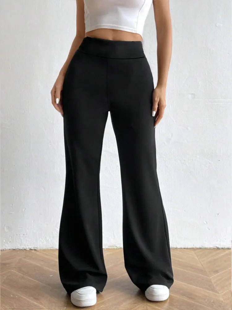 Pantalon de yoga décontracté évasé taille haute, pantalon évasé en tissu d'automne pour femmes, legging de yoga taille haute extensible, pantalon de fitness extérieur