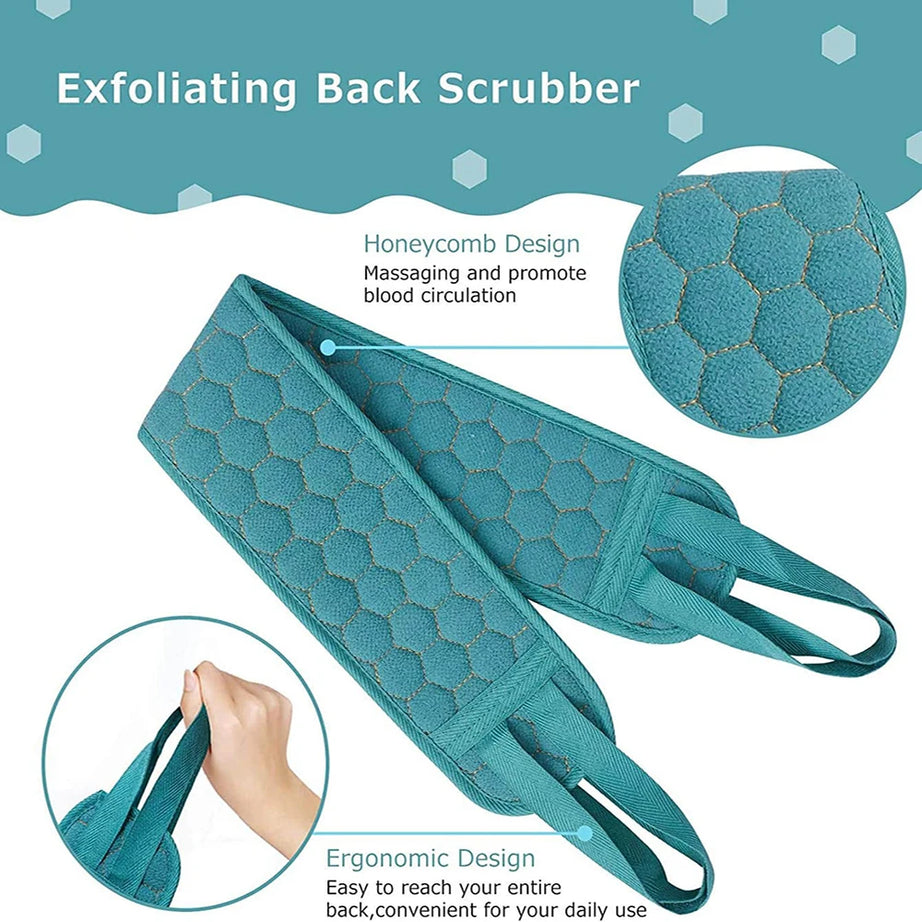 Ensemble exfoliant pour le corps - Comprend une éponge pour le dos, un gant de bain et une éponge de douche en luffa