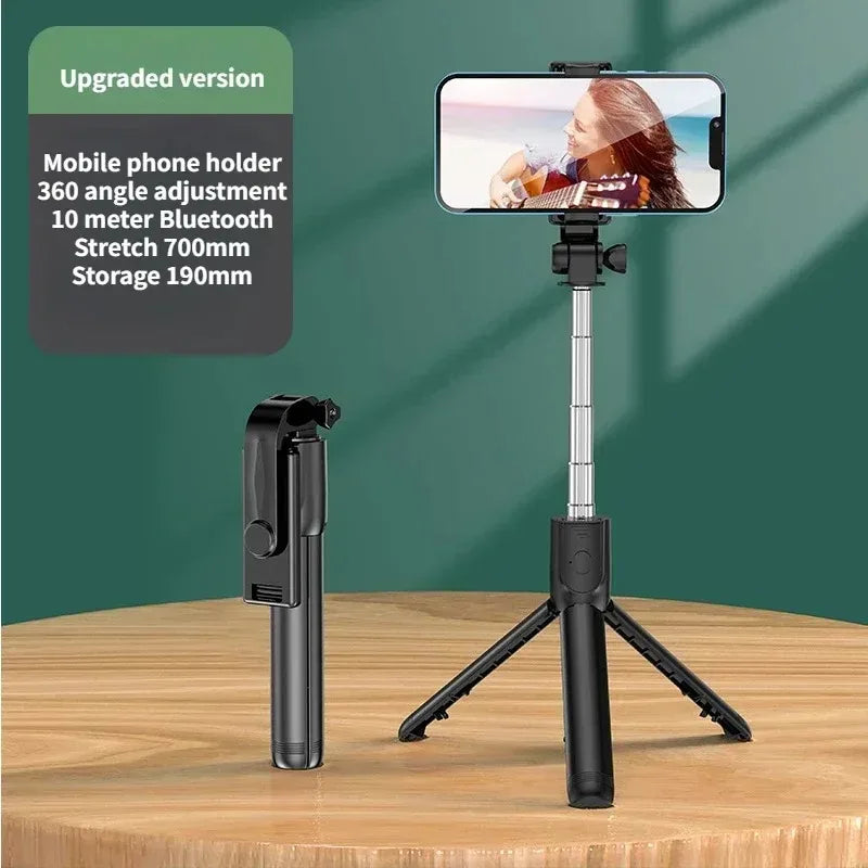 Perche à selfie sans fil avec trépied, lampe et télécommande Bluetooth extensible pour iPhone et streaming TikTok en direct